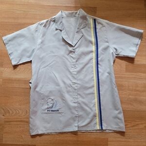 Mens Vintage Embroidered 'Objectivo' Bowling Shirt